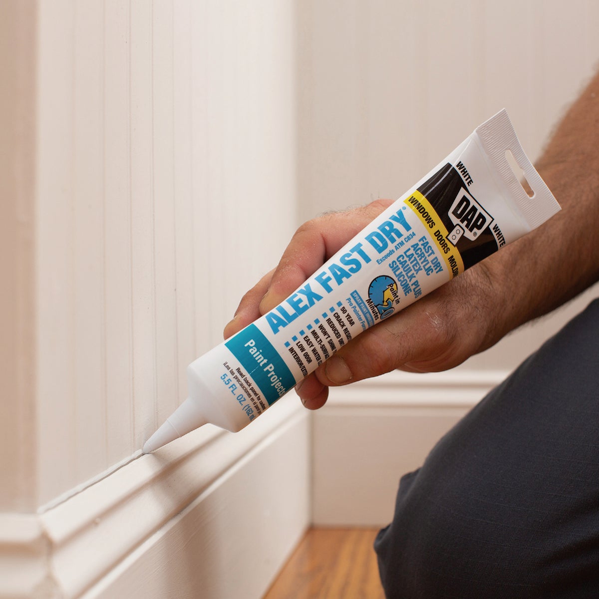Dap Alex Fast Dry 5.5 Oz. White Siliconized Acrylic Latex Caulk  Image 6