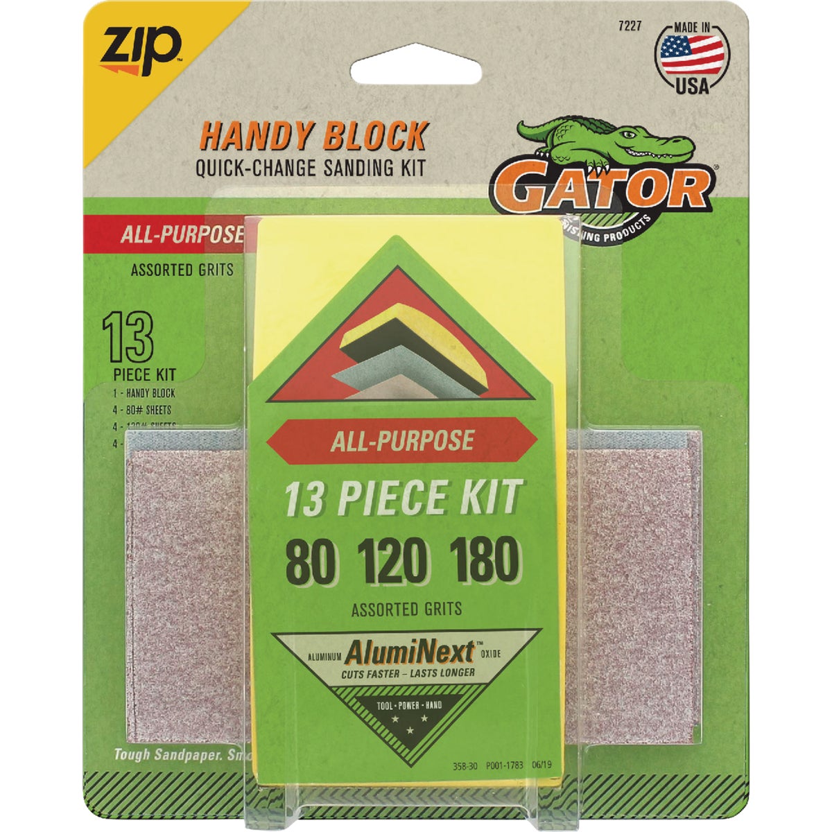 Gator Grit Zip Hook & Loop Hand Sanding Block Kit (13-Piece)