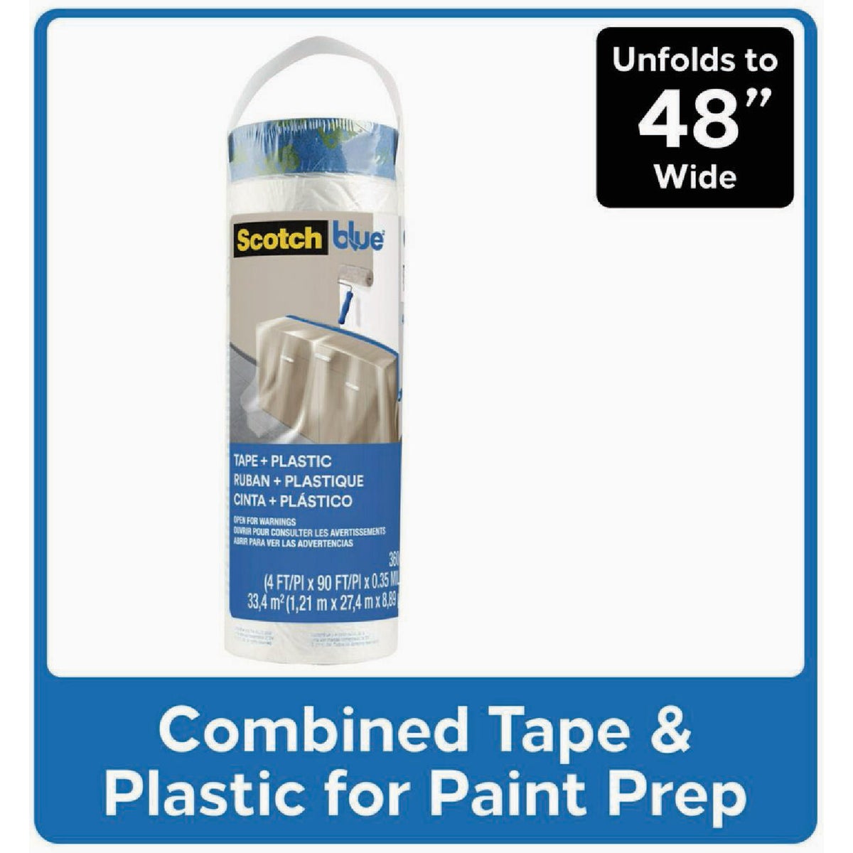 Scotch Blue 48 In. x 30 Yd. Pre-taped Painter's Tape and Plastic Image 4