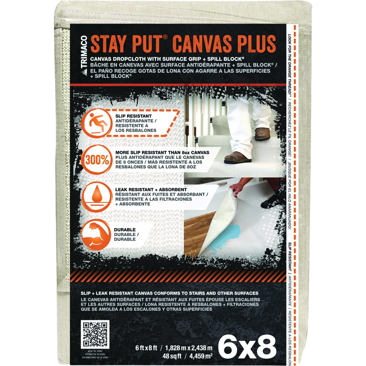 Trimaco Stay Put Canvas Plus 6 Ft. x 8 Ft. Dropcloth Image 1