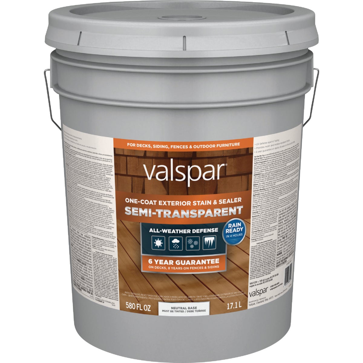 Valspar Semi Transparent Deck Stain, Neutral Tint Base, 5 Gal. Image 10