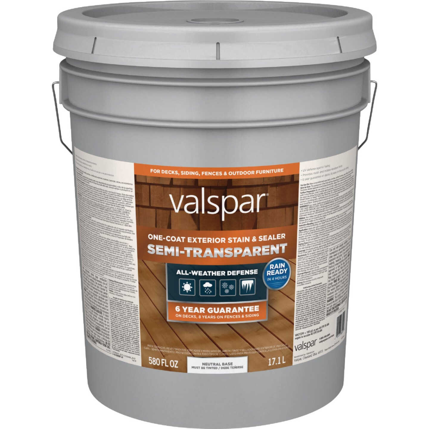 Valspar Semi Transparent Deck Stain, Neutral Tint Base, 5 Gal. Image 10