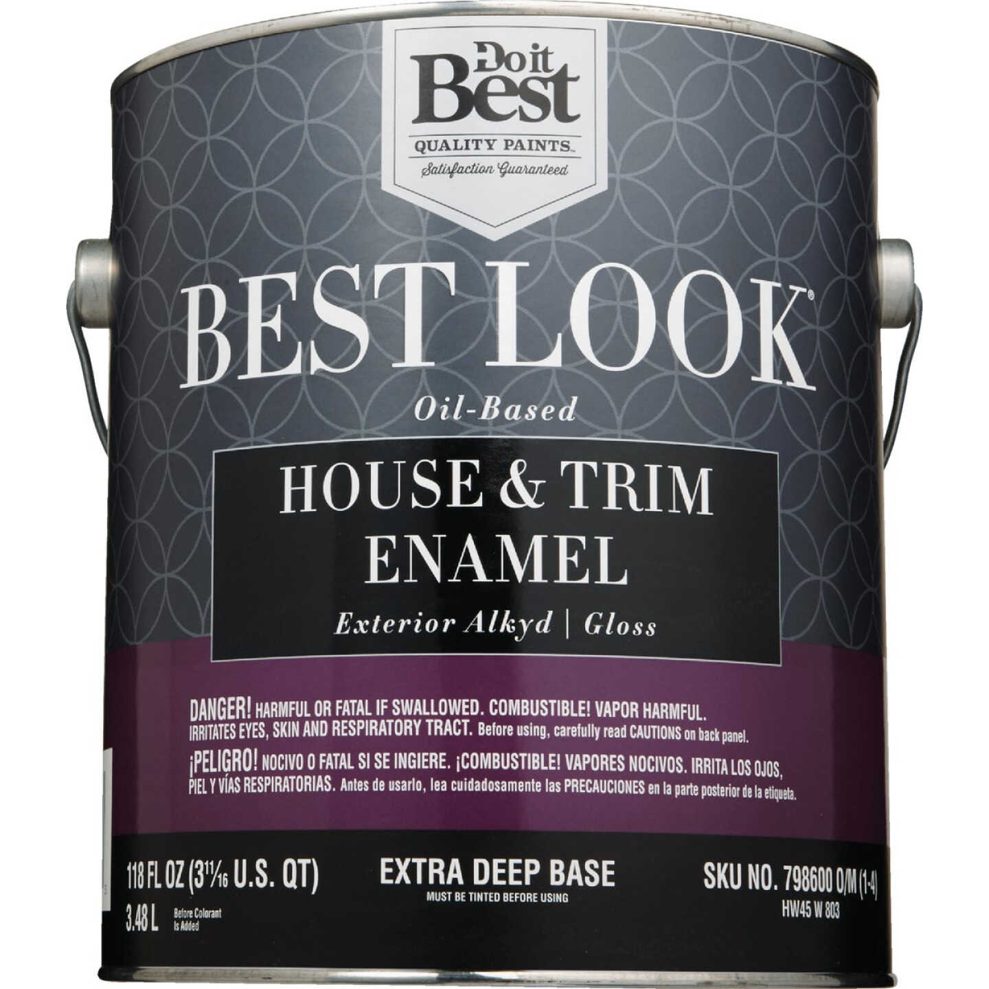 Best Look Oil-Based Alkyd Gloss Exterior House & Trim Enamel Paint, Extra Deep Base, 1 Gal. Image 2