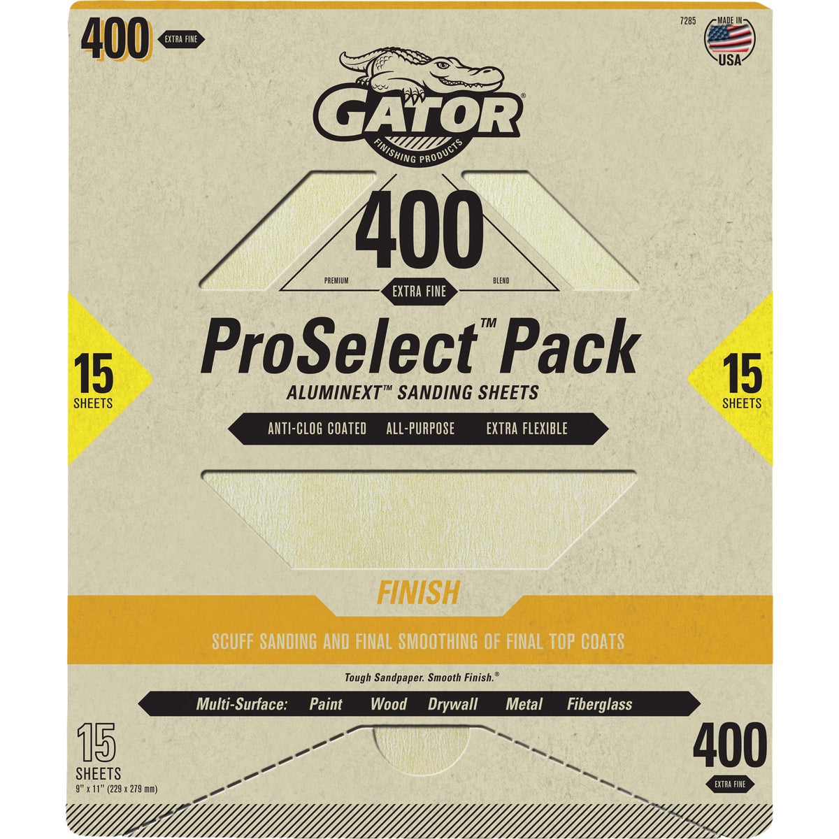 Gator Grit 9 In. x 11 In. Fine Premium Sanding Sheet, 400 Grit (15-Pack)