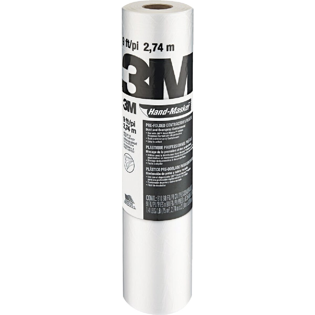 3M Hand Masker 9 Ft. x 90 Ft. Contractor's Plastic Drop Cloth Image 5