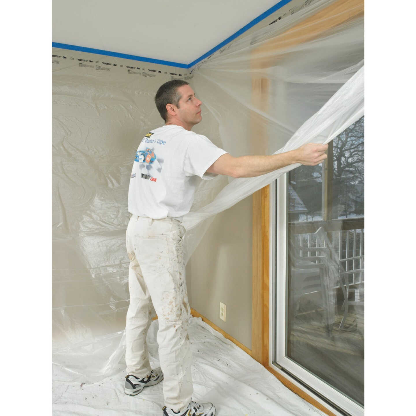 3M Hand Masker 9 Ft. x 90 Ft. Contractor's Plastic Drop Cloth Image 3