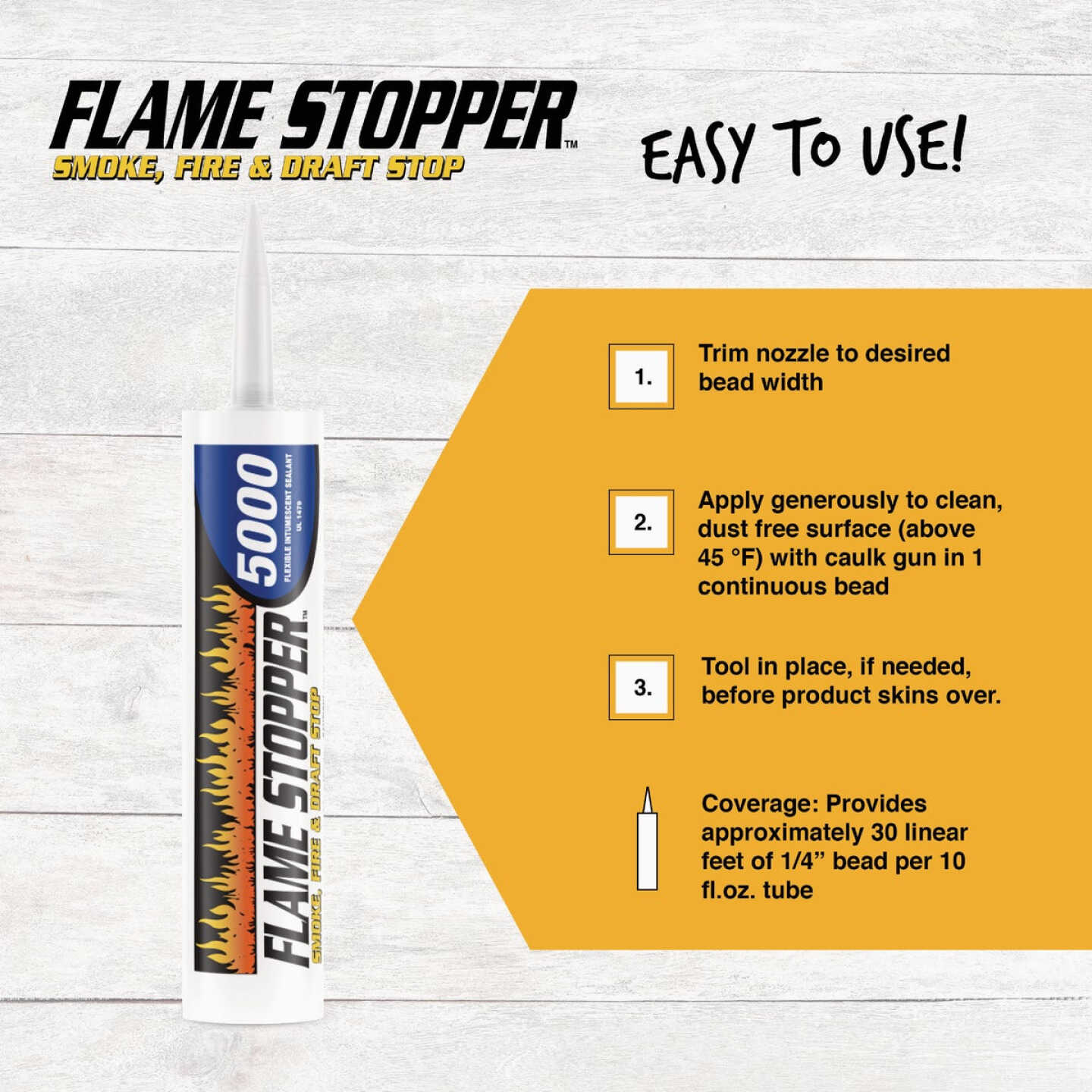 Gardner 10 Oz. Flame Stopper 5000 Fire-Rated Flexible Intumescent Sealant, Red Image 3