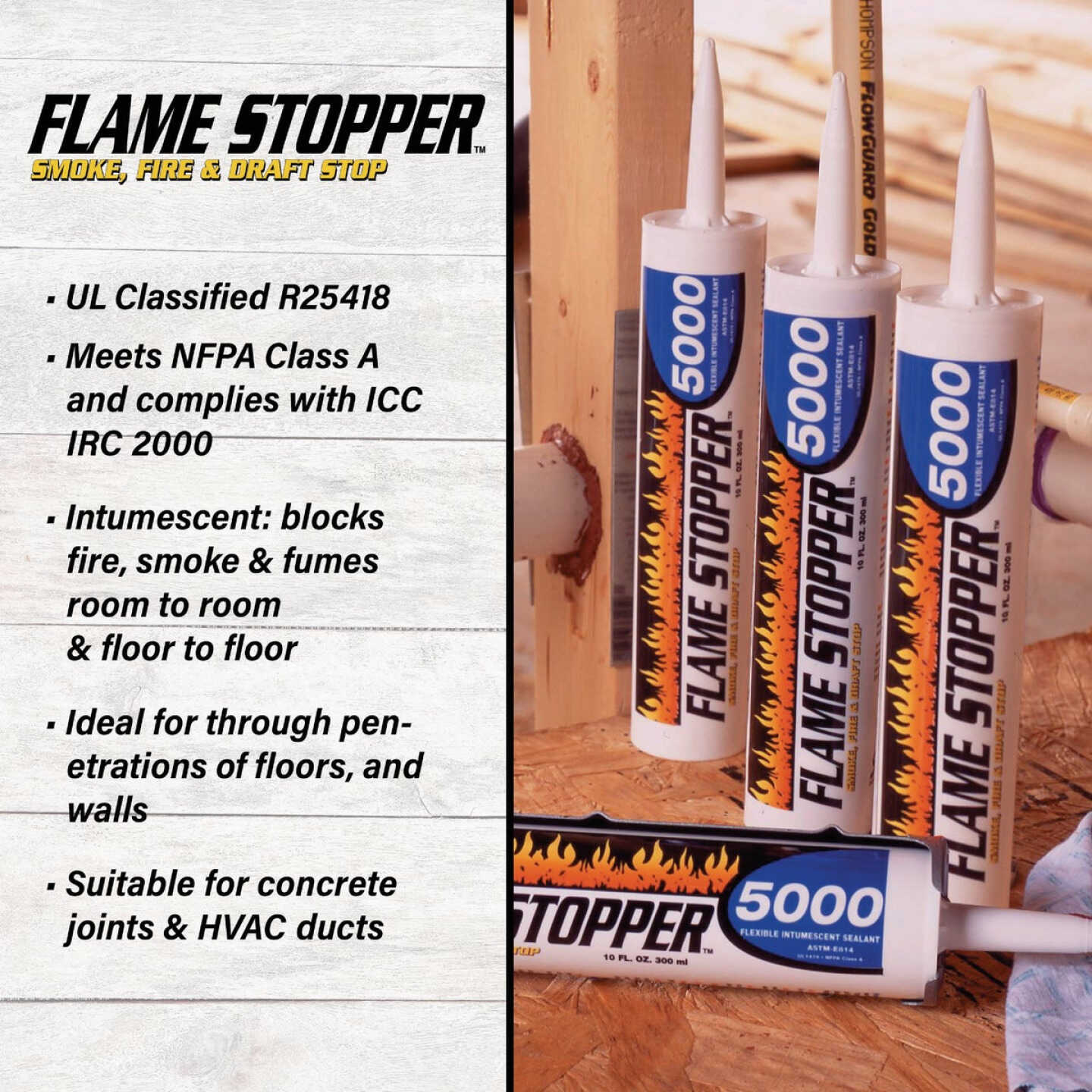 Gardner 10 Oz. Flame Stopper 5000 Fire-Rated Flexible Intumescent Sealant, Red Image 4