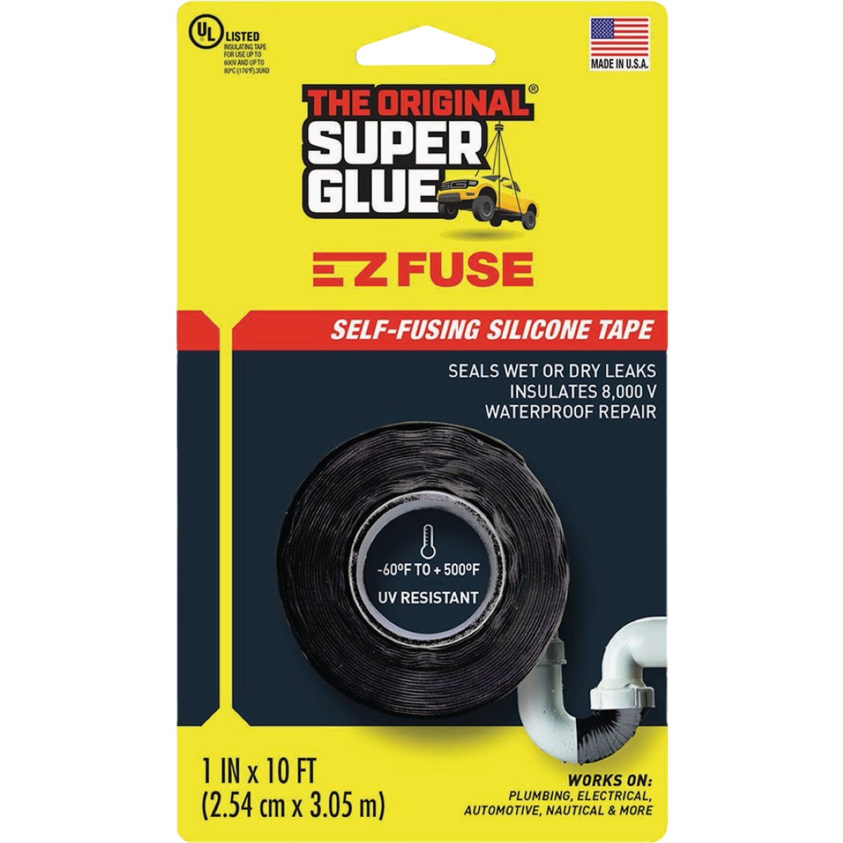 Super Glue 1 In. x 10 Ft. E-Z Fuse Silicone Tape, Black
