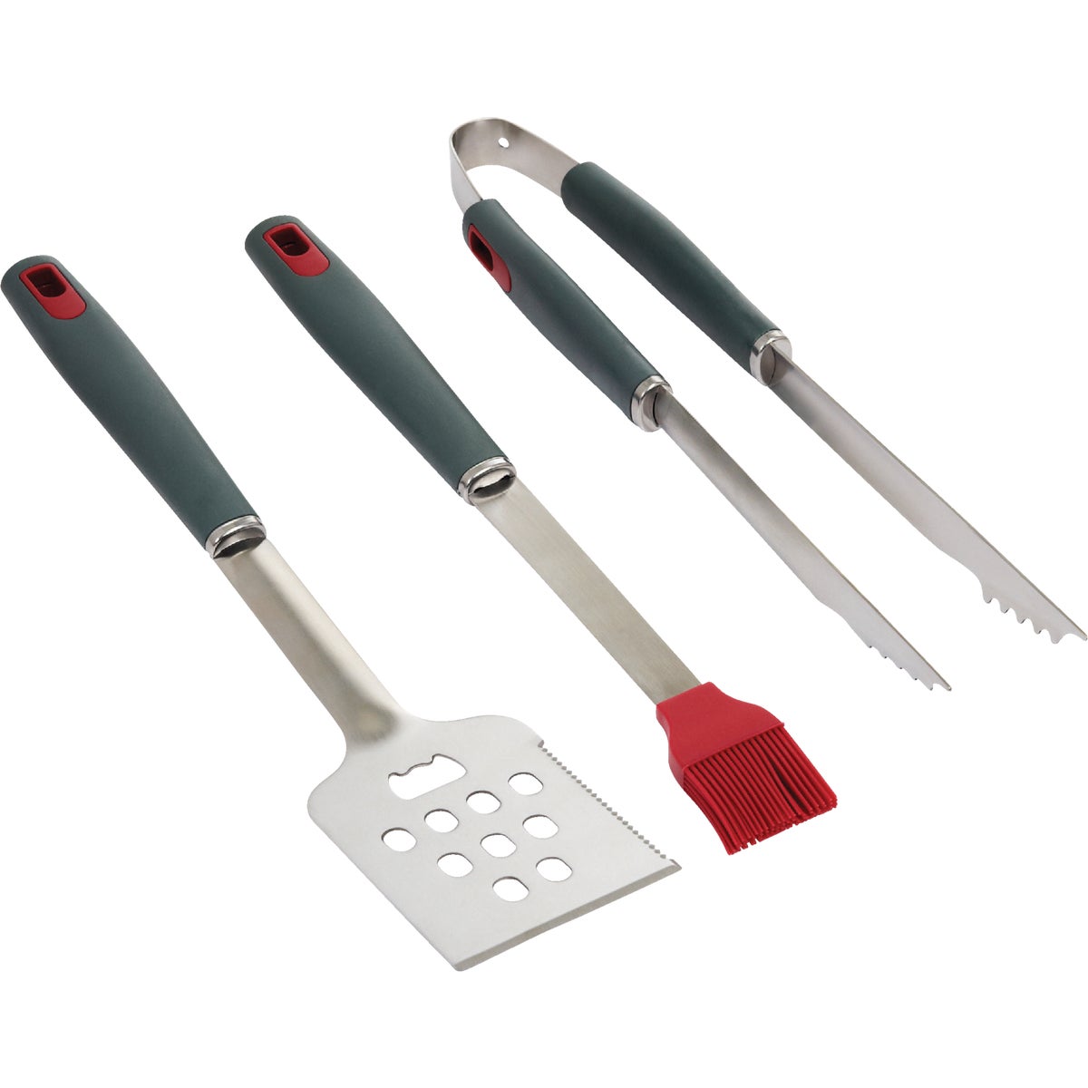 GrillPro Resin Handle Stainless Steel 3-Piece BBQ Tool Set Image 1
