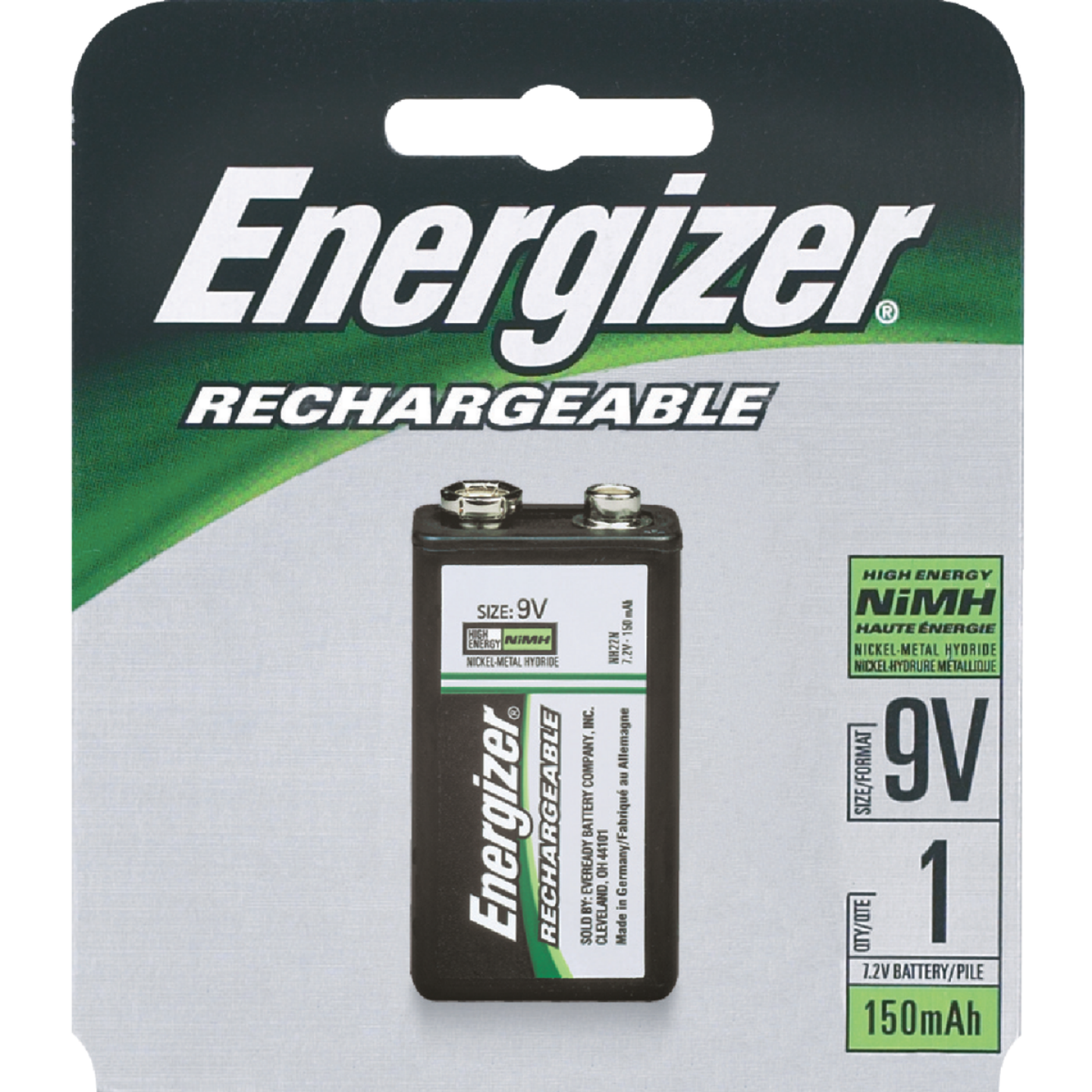 Energizer Recharge 9V Rechargeable Battery Image 1
