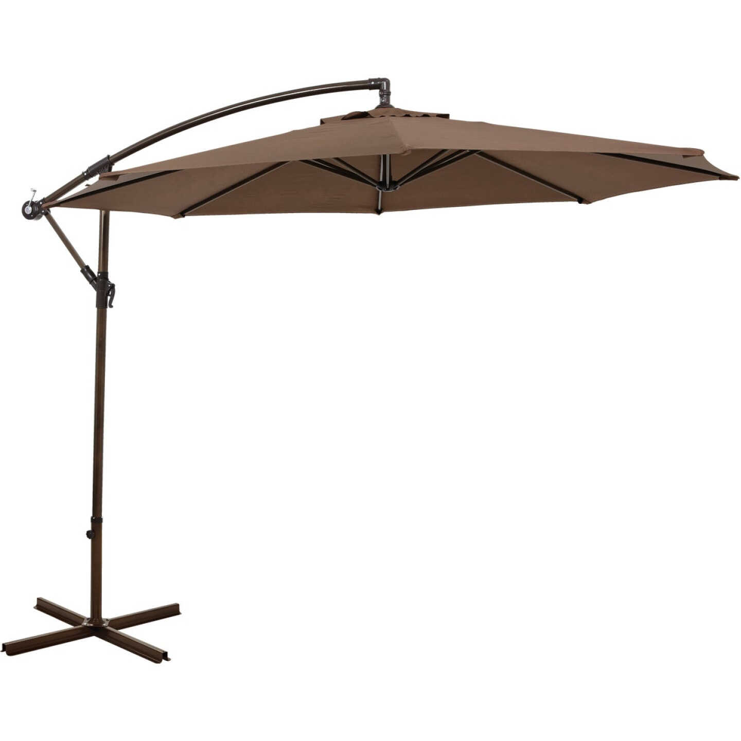Outdoor Expressions 10 Ft. Round Steel Offset Brown Patio Umbrella Image 3