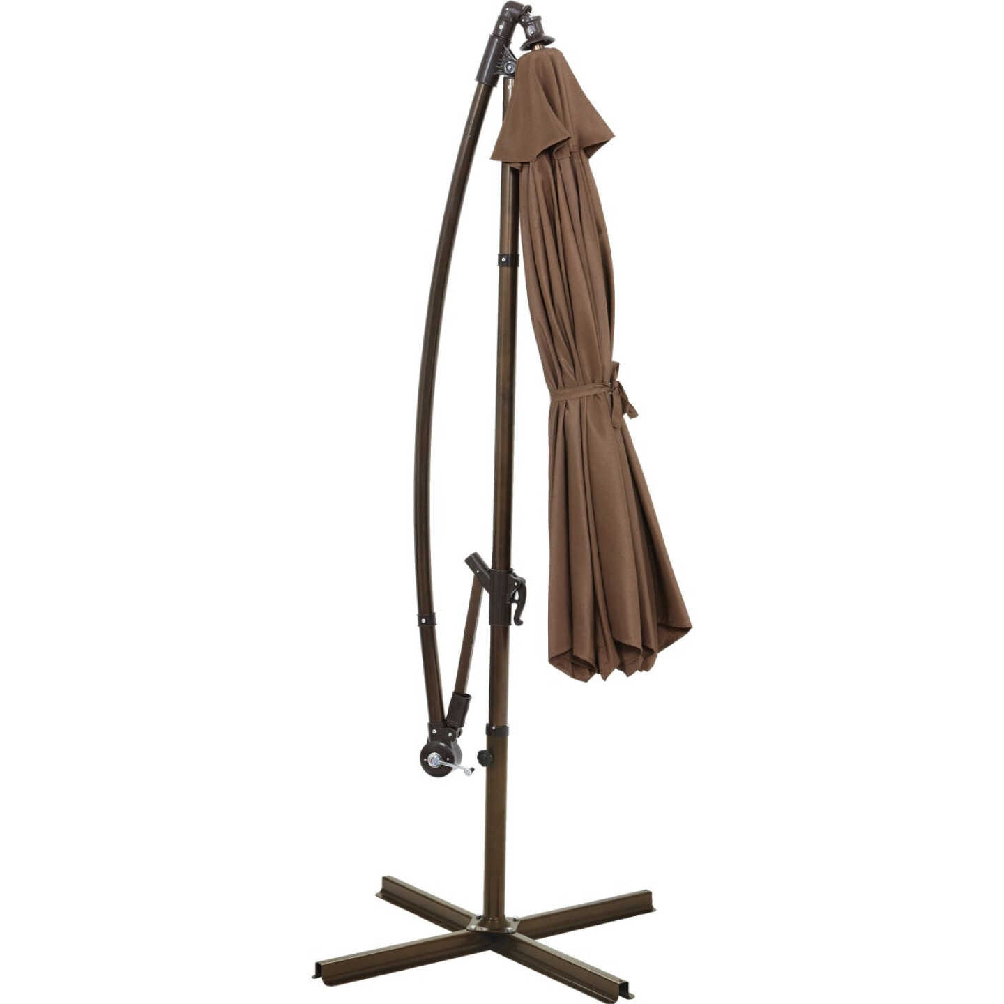 Outdoor Expressions 10 Ft. Round Steel Offset Brown Patio Umbrella Image 5