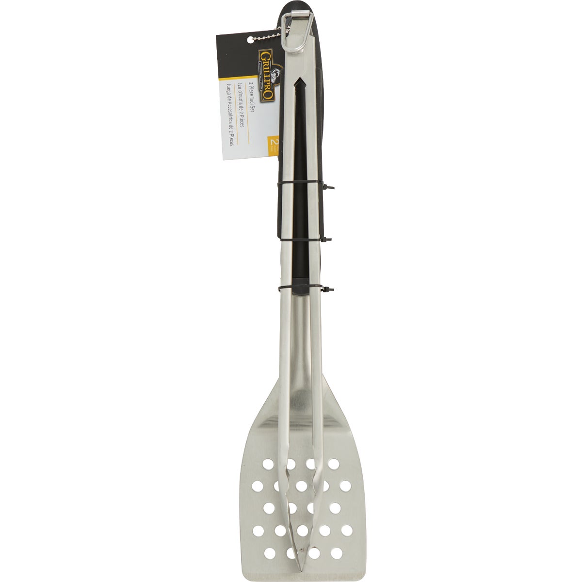 GrillPro Soft Grip Handle Stainless Steel 2-Piece BBQ Tool Set Image 2