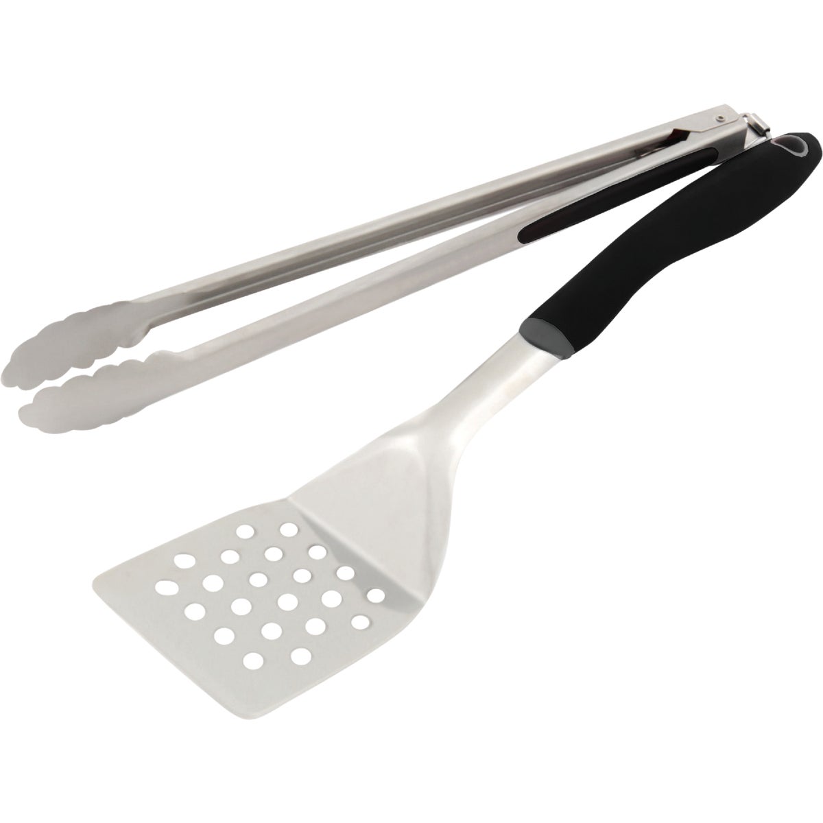 GrillPro Soft Grip Handle Stainless Steel 2-Piece BBQ Tool Set Image 1