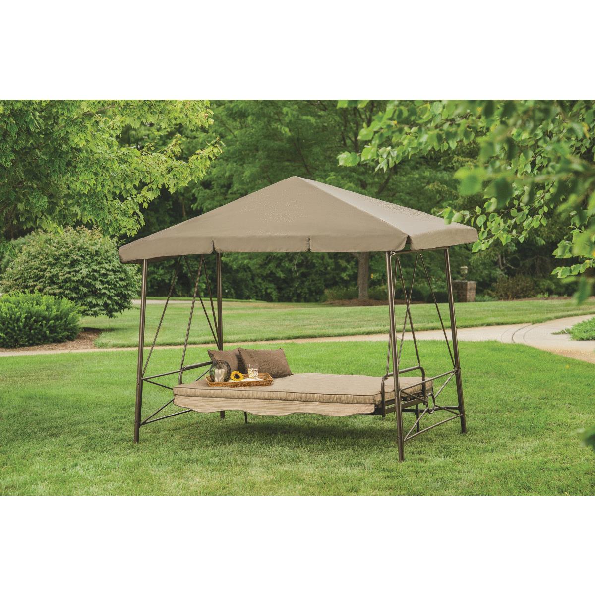 Outdoor Expressions 3-Person Brown Hammock Patio Swing With Canopy Image 1