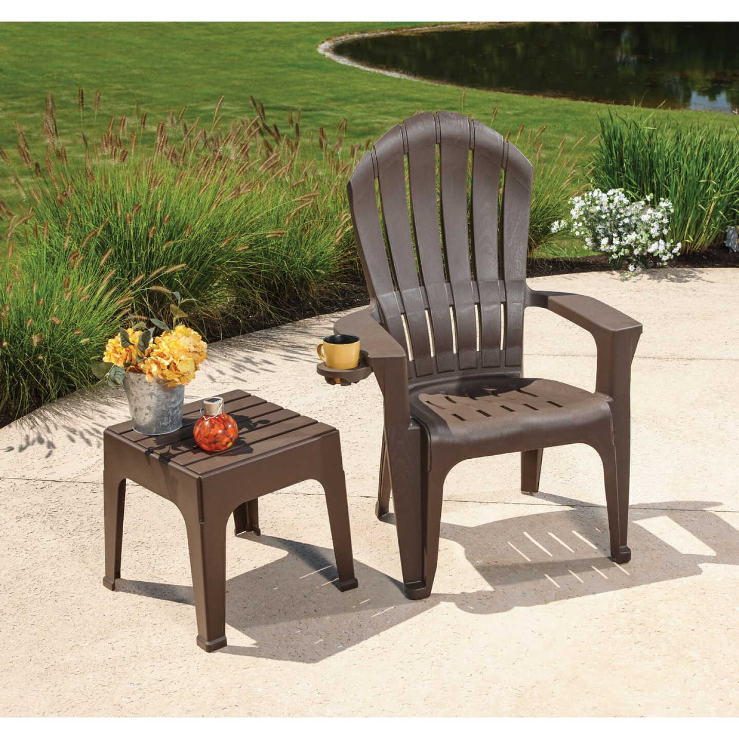 Adams Big Easy Earth Brown 18.9 In. Square Resin Stackable Side Table Image 3