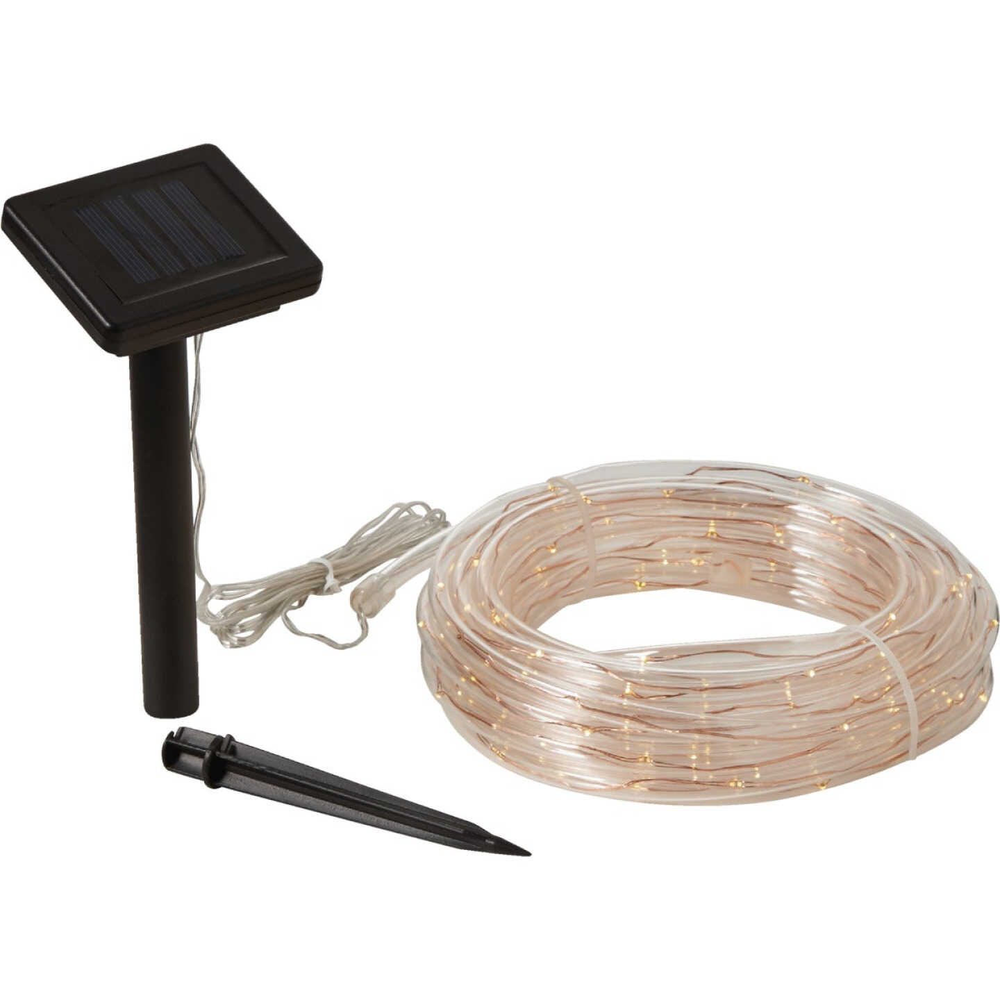 Outdoor Expressions 28 Ft.100-Light LED Warm White Solar Rope Light Image 1