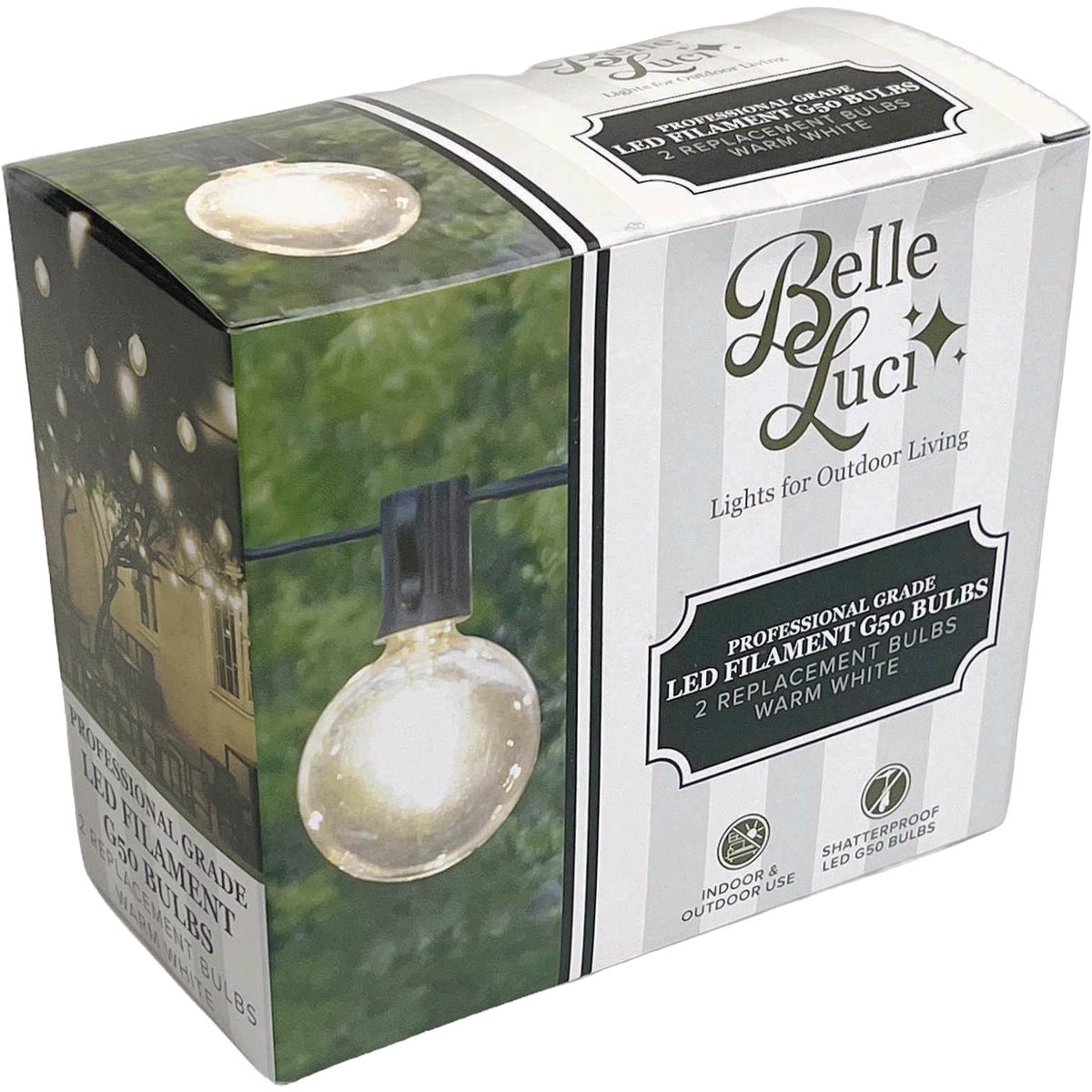 Holiday Bright Lights Belle Luci G50 E17 Base Warm White Transparent LED Bulb (2-Pack)