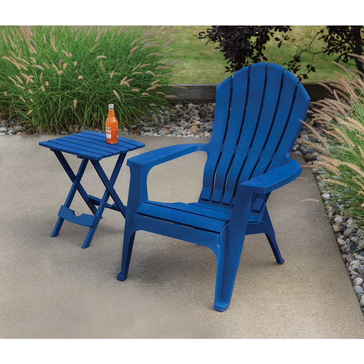 Adams Quik-Fold Monaco Blue 15 In. x 17.5 In. Rectangle Resin Folding Side Table Image 3