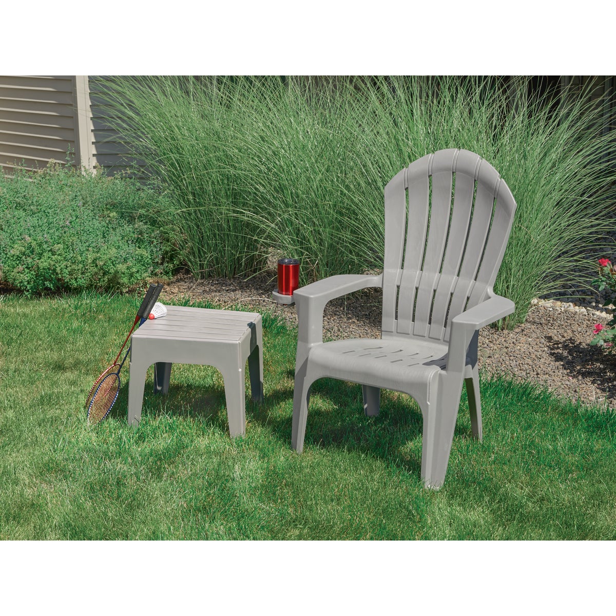 Adams Big Easy Gray 18.9 In. Square Resin Stackable Side Table Image 3
