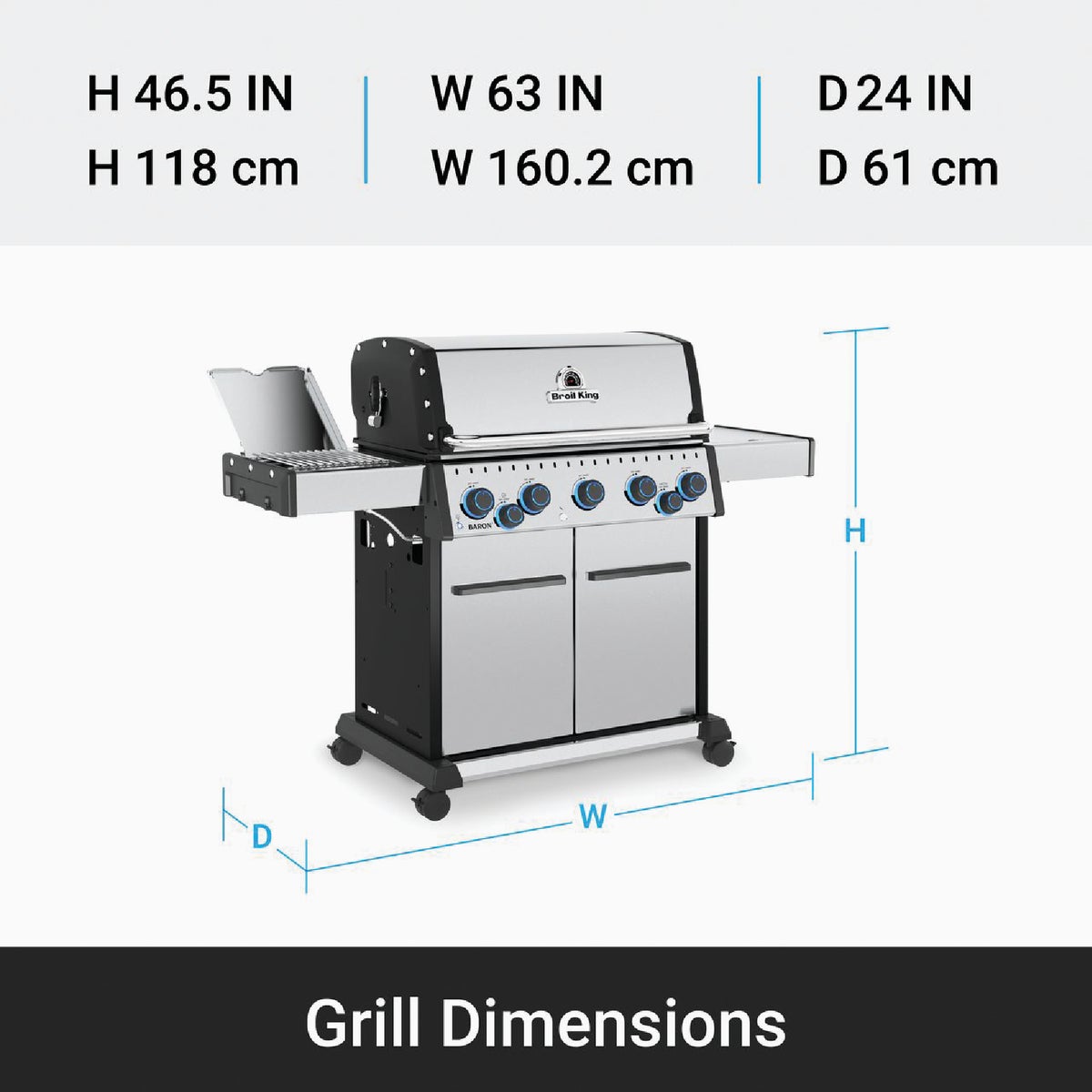 Broil King Baron S 590 Pro IR 5-Burner Stainless Steel 45,000 BTU LP Gas Grill Image 4