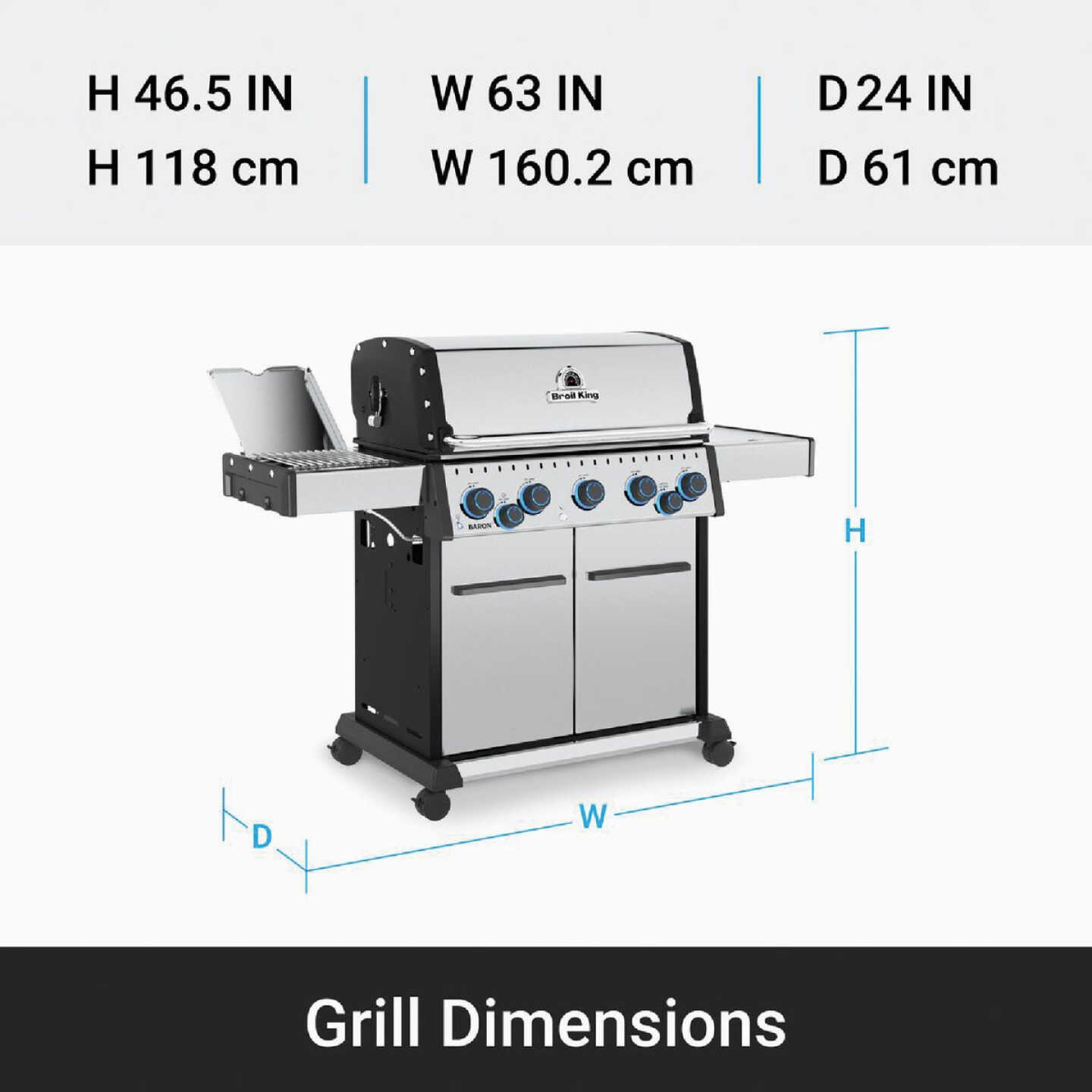Broil King Baron S 590 Pro IR 5-Burner Stainless Steel 45,000 BTU LP Gas Grill Image 4
