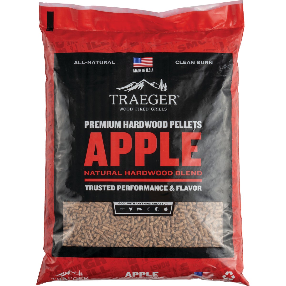 Traeger 20 Lb. Apple All-Natural Wood Grilling Pellets