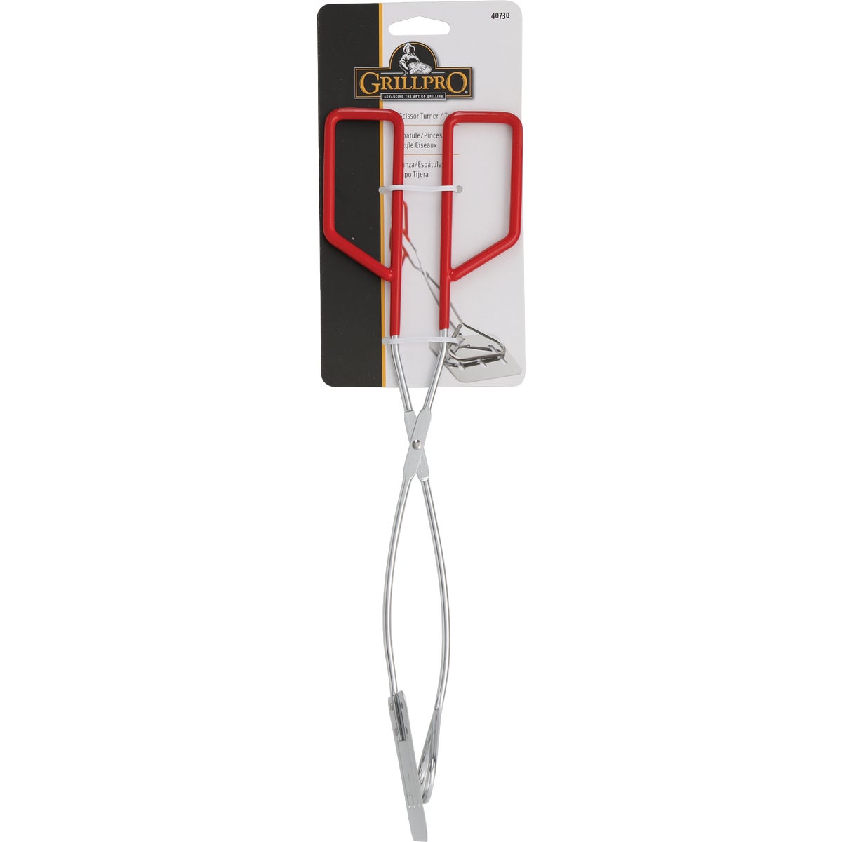 GrillPro Chrome Spatula-Fork Barbeque Tongs Image 2