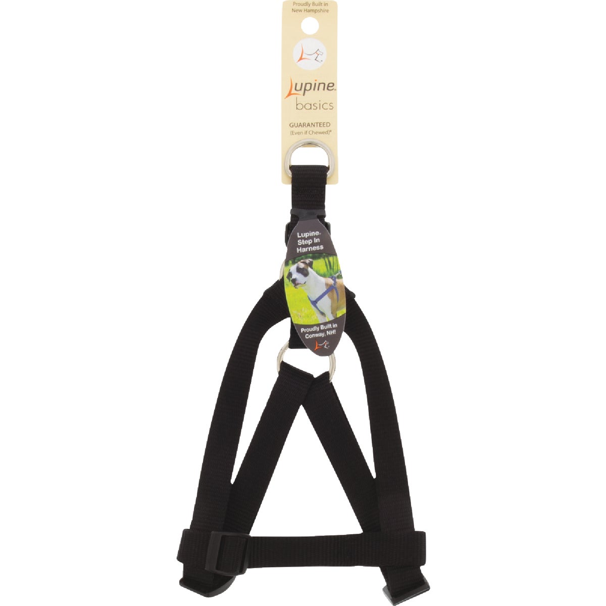 Lupine 3/4 In. Traditional Solid Red 15 to 21 In.Traditional Solid Black Step-In Dog Harness
