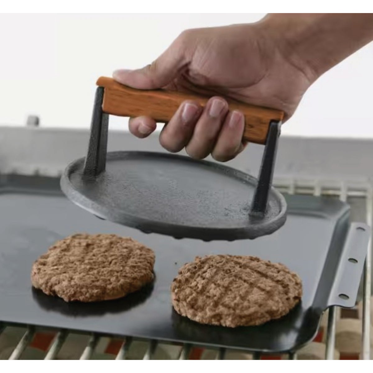 Mr. Bar-B-Q Round Cast Iron Meat Press Image 2