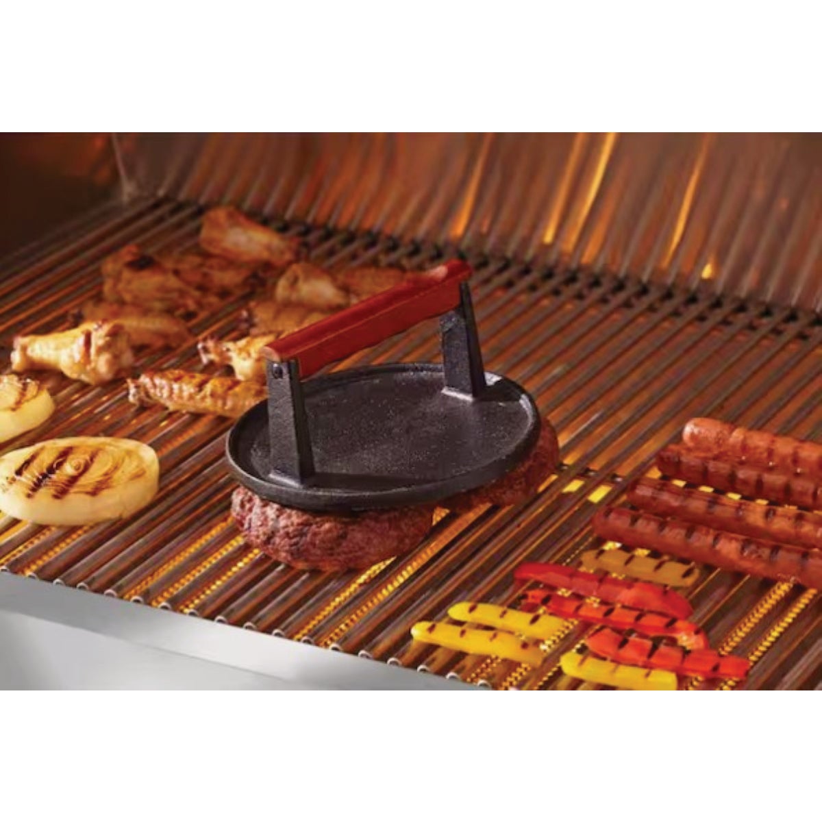 Mr. Bar-B-Q Round Cast Iron Meat Press Image 4