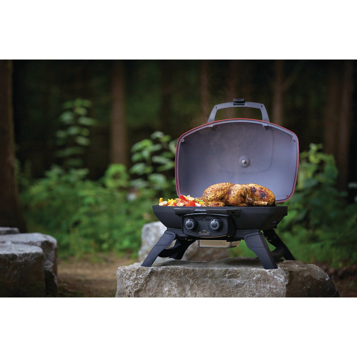 Napoleon TravelQ 285 Portable Propane Gas Grill with Griddle, Red Image 3