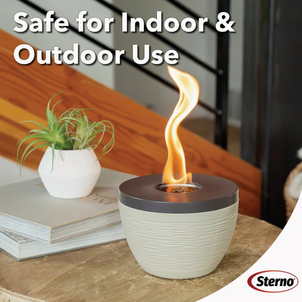 Sterno Small Cocoa & Sand with Dark Brown Lid Tabletop Fire Pit Image 4