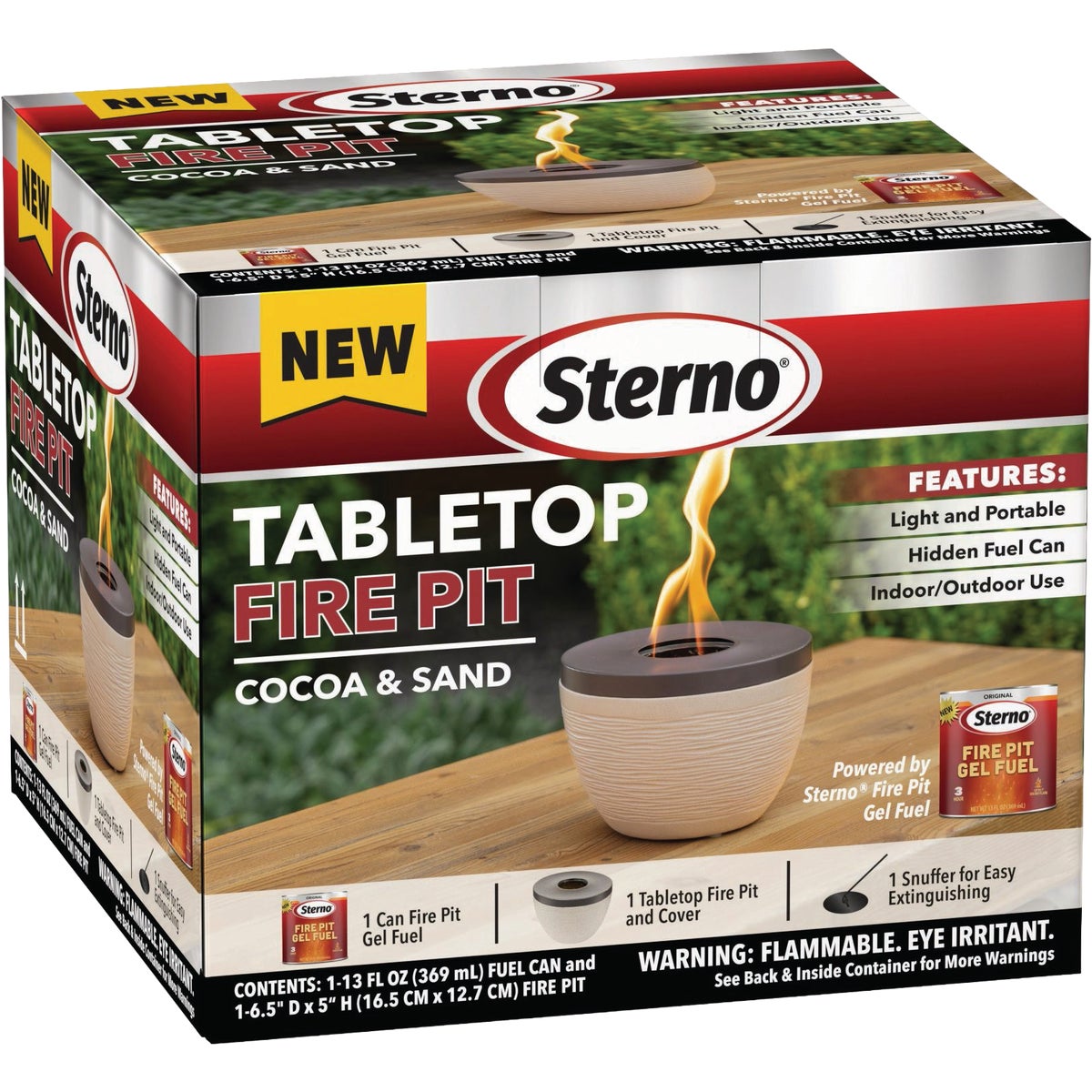 Sterno Small Cocoa & Sand with Dark Brown Lid Tabletop Fire Pit Image 7