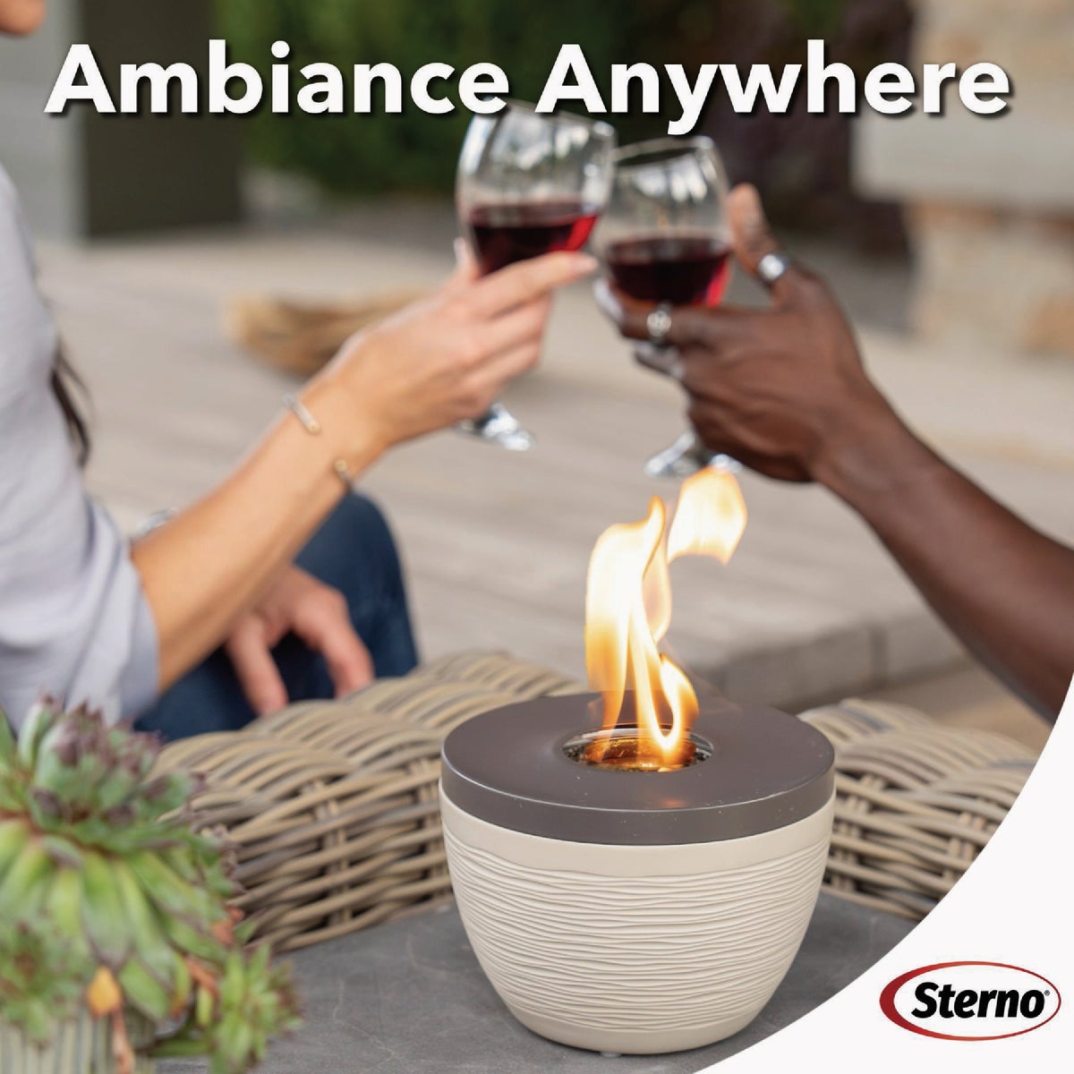 Sterno Small Cocoa & Sand with Dark Brown Lid Tabletop Fire Pit Image 2