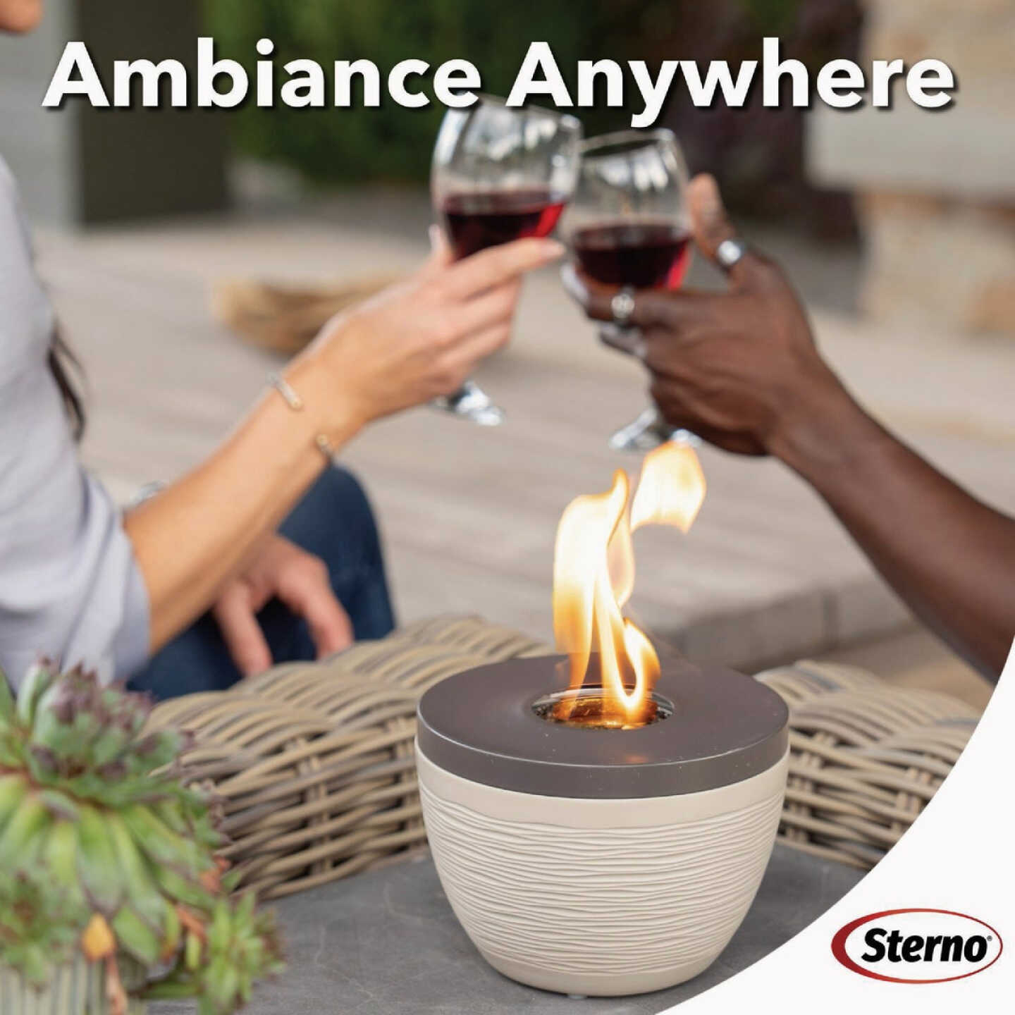 Sterno Small Cocoa & Sand with Dark Brown Lid Tabletop Fire Pit Image 2