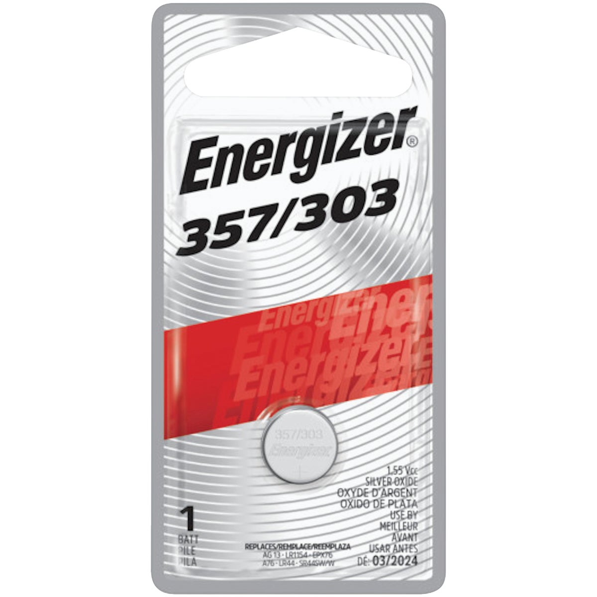 Energizer 357/303 Silver Oxide Button Cell Battery Image 1