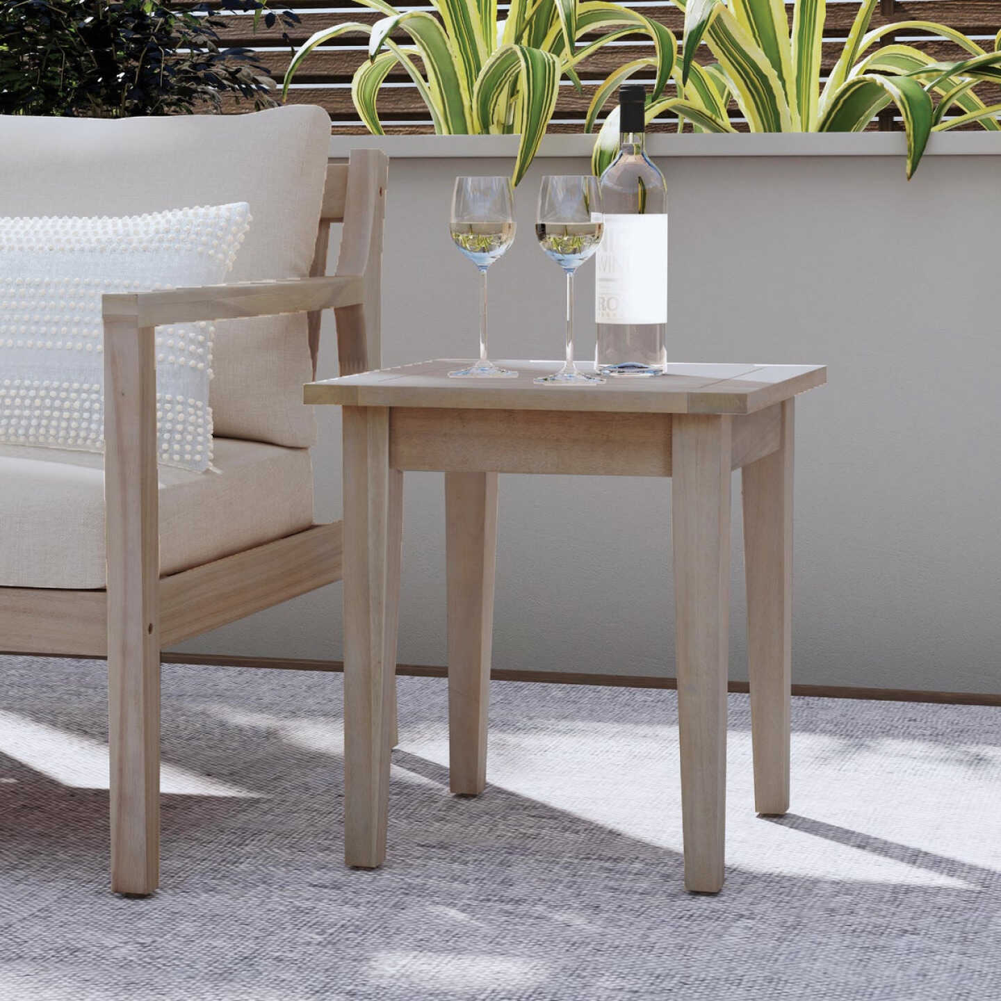 Linon Svana 18 In. Square Natural Finish Wood Side Table Image 4