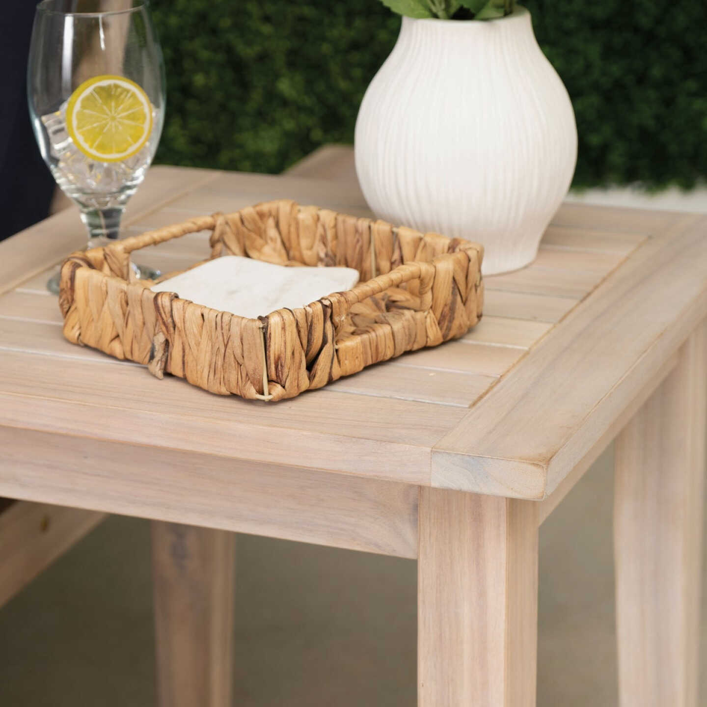 Linon Svana 18 In. Square Natural Finish Wood Side Table Image 3
