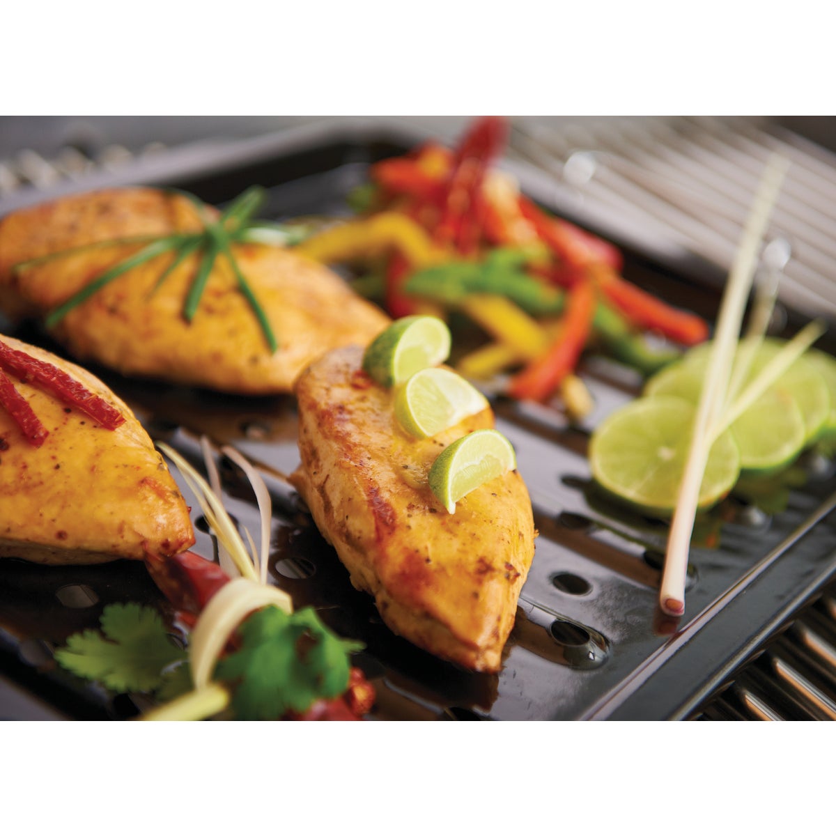 GrillPro 11 In. W. x 16 In. L. Porcelain Coated Stainless Steel Grill Topper Tray Image 4