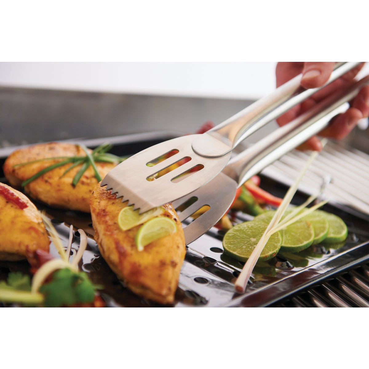 GrillPro 11 In. W. x 16 In. L. Porcelain Coated Stainless Steel Grill Topper Tray Image 5