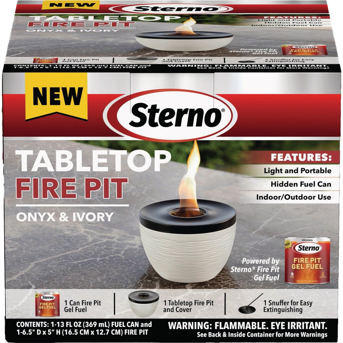 Sterno Small Onyx with Black Lid Tabletop Fire Pit Image 6