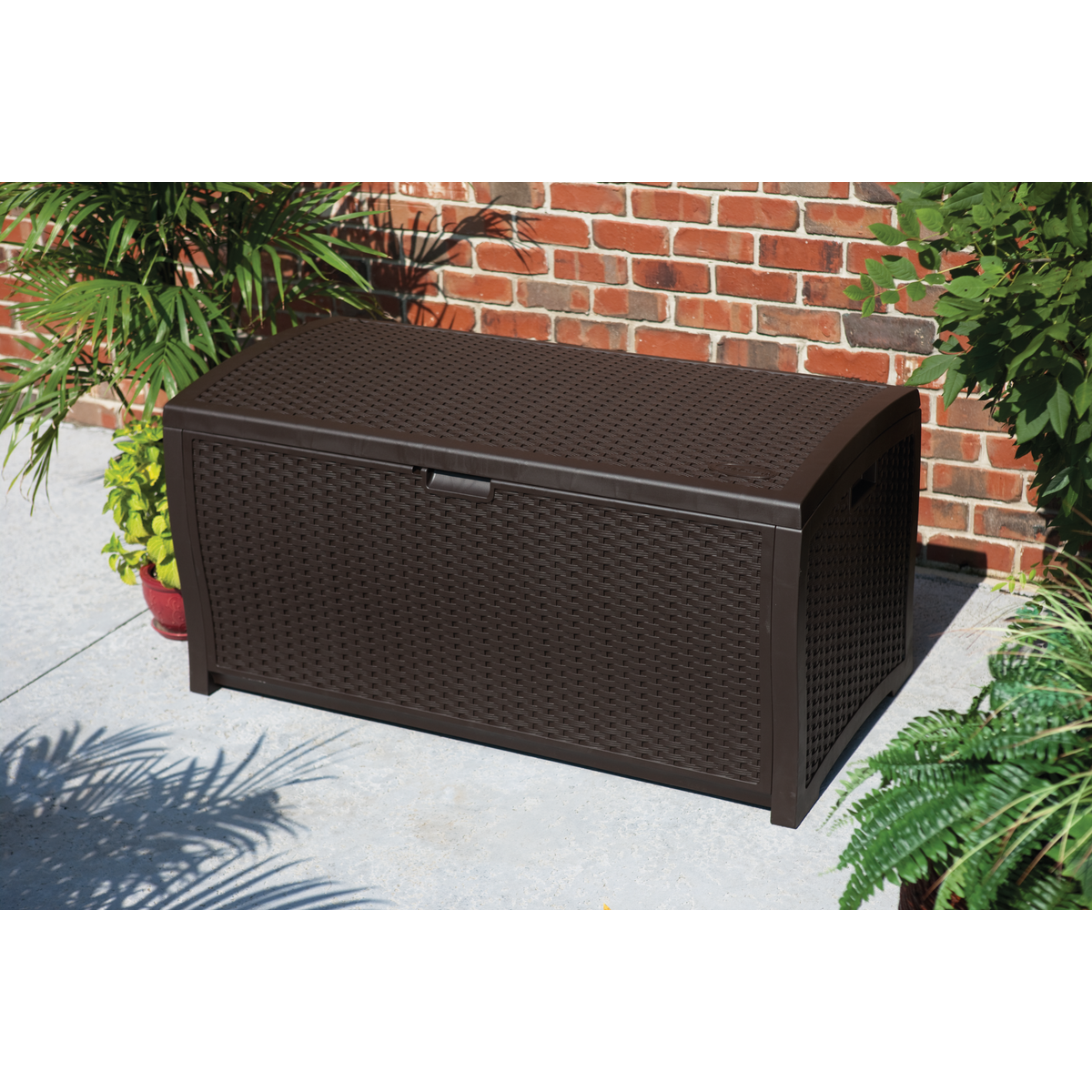 Suncast 99 Gal. Resin Wicker Java Deck Box Image 3