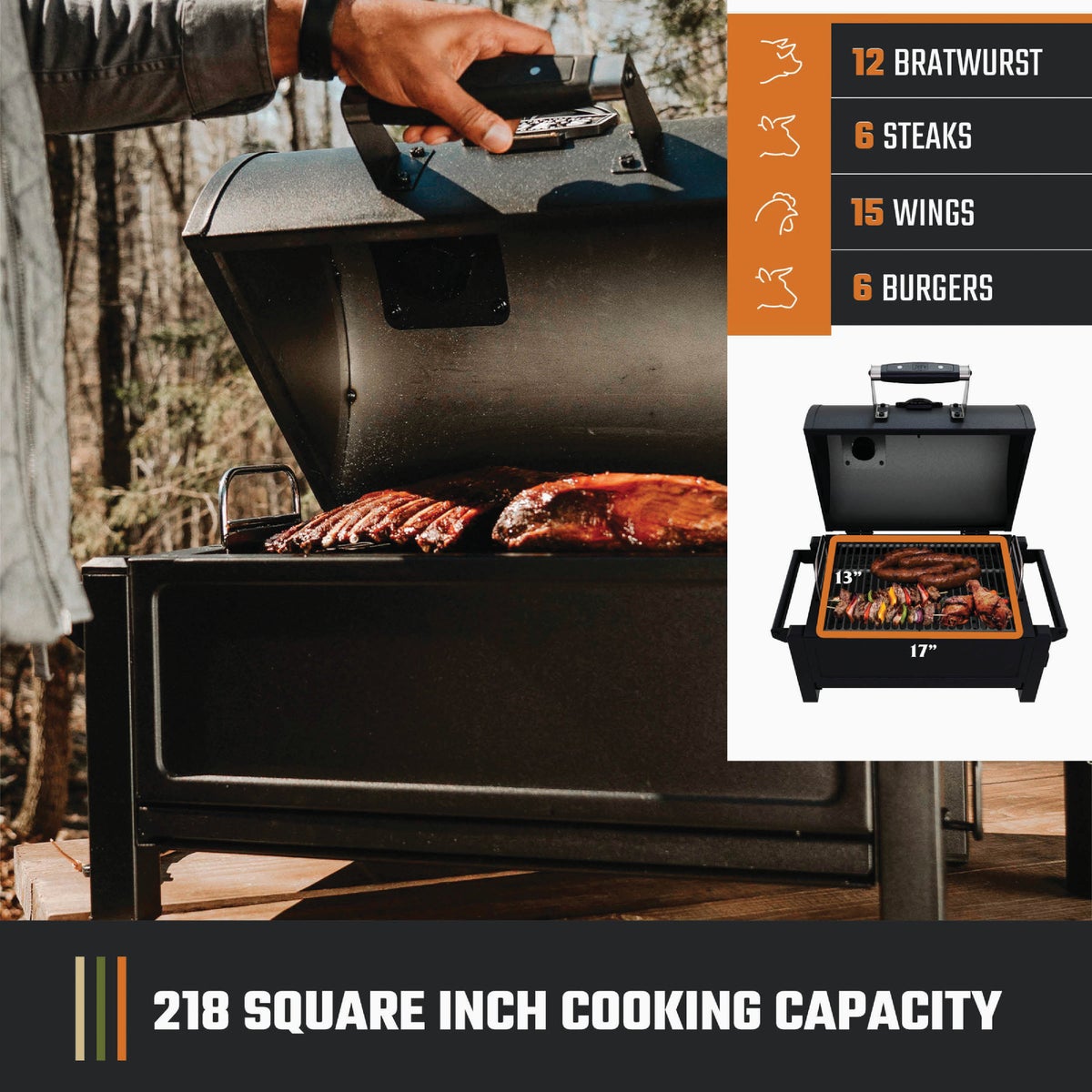 Oklahoma Joe's Rambler Black 218 Sq. In. Charcoal Tabletop Portable Grill Image 4