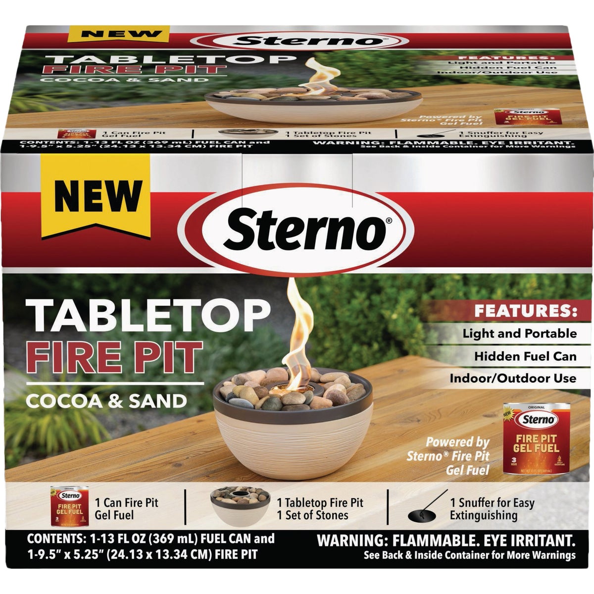 Sterno Medium Cocoa & Sand with Dark Brown Lid Tabletop Fire Pit