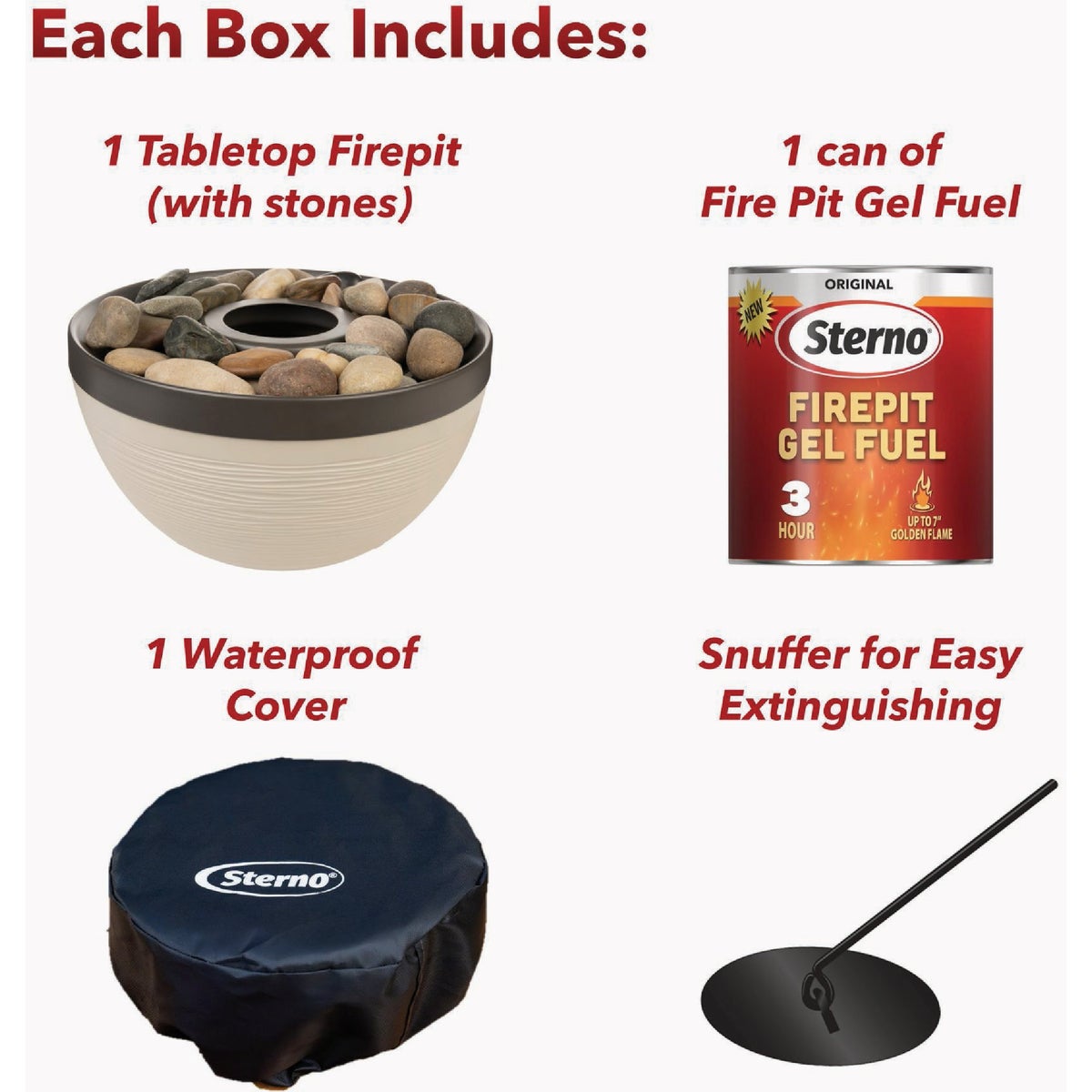 Sterno Medium Cocoa & Sand with Dark Brown Lid Tabletop Fire Pit Image 4