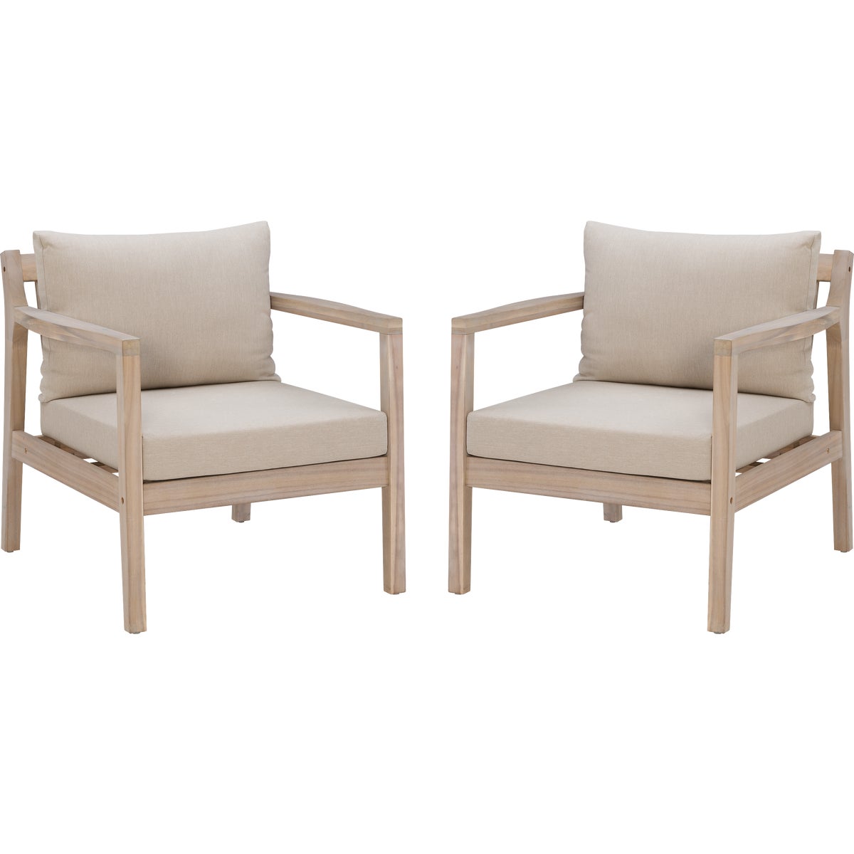 Linon Svana Natural Finish Wood Side Chair with Beige Cushions (2-Piece) Image 1