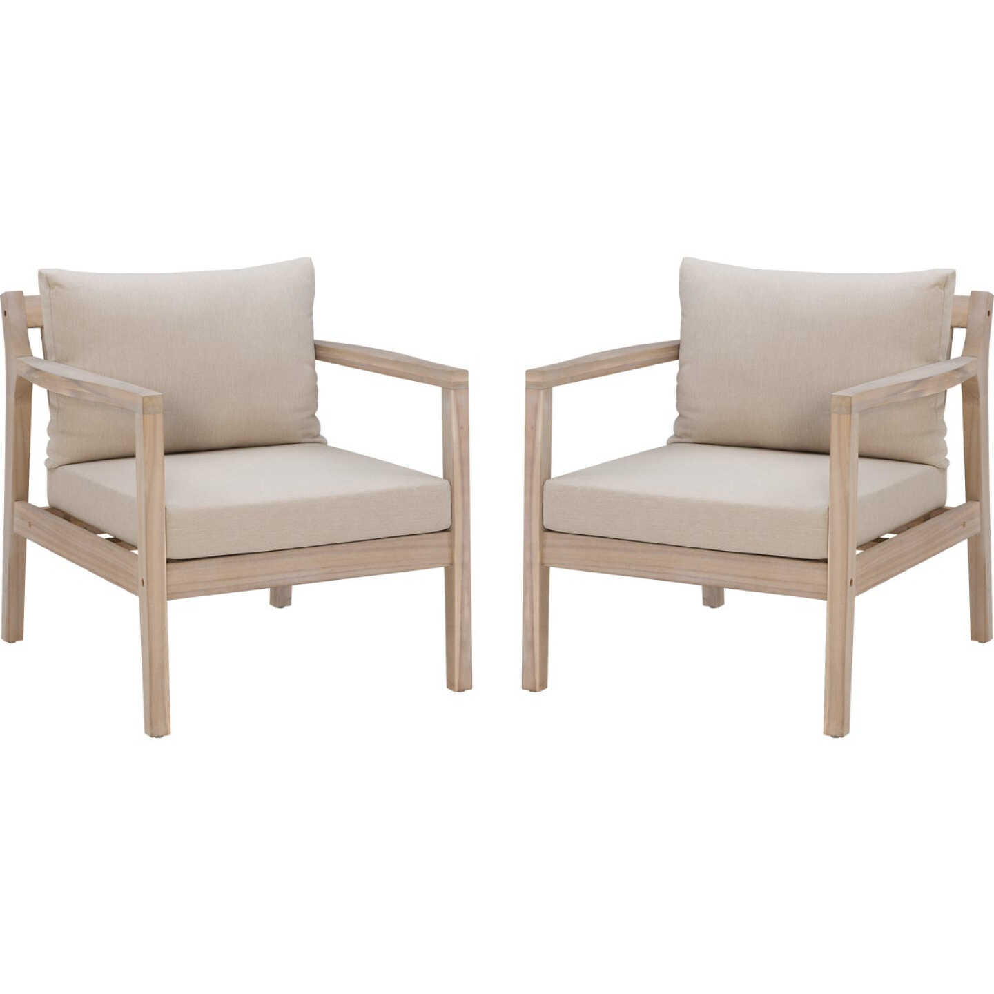 Linon Svana Natural Finish Wood Side Chair with Beige Cushions (2-Piece) Image 1