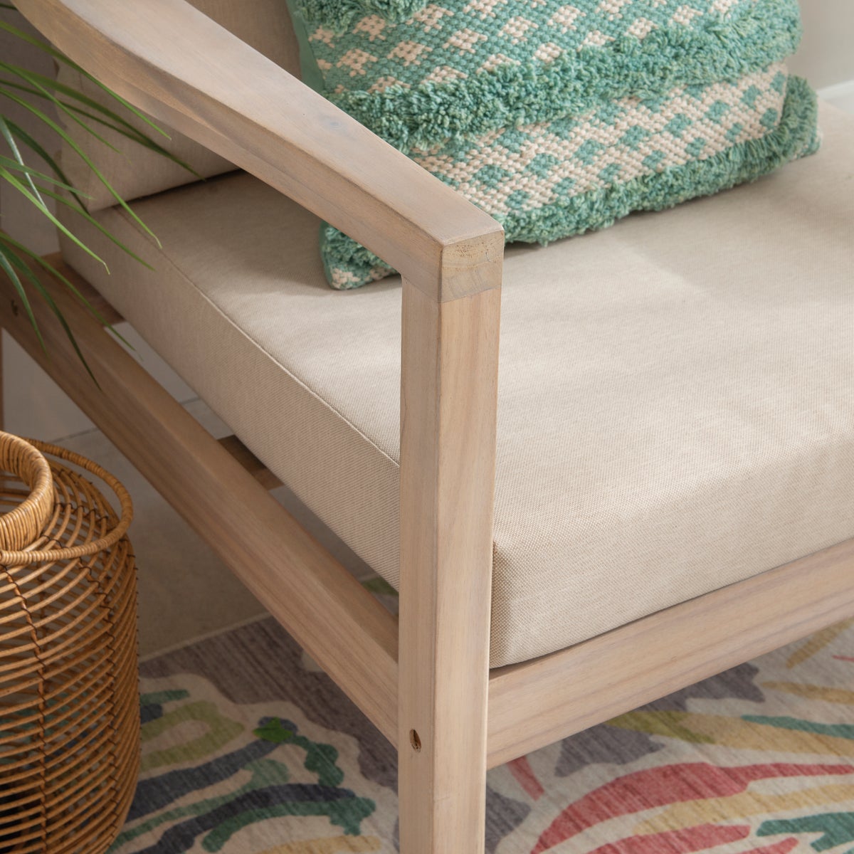 Linon Svana Natural Finish Wood Side Chair with Beige Cushions (2-Piece) Image 5